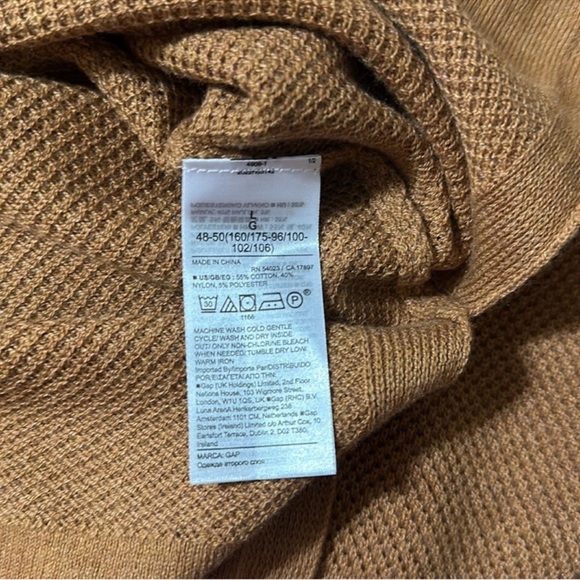 GAP L Ginger Brown High Low Crewneck Raglan Sleeve Knit Pullover Sweater - Picture 10 of 10